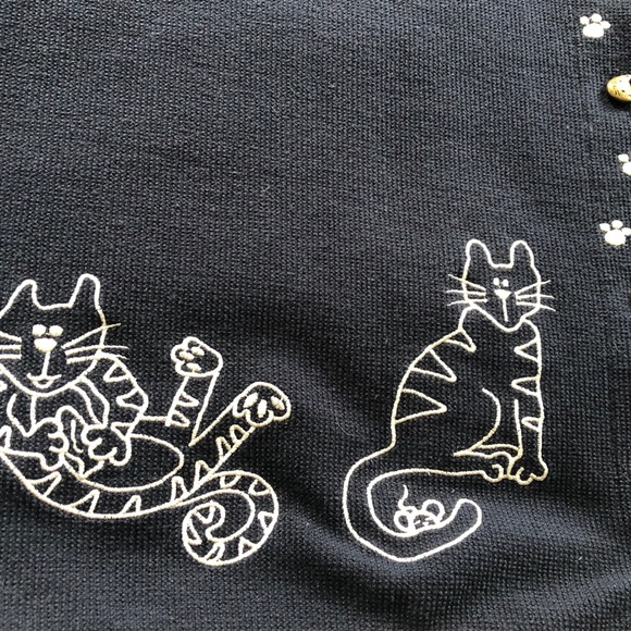 CJ Banks 1X Cardigan Cat Dog Embroidered Cat Navy - Picture 3 of 8